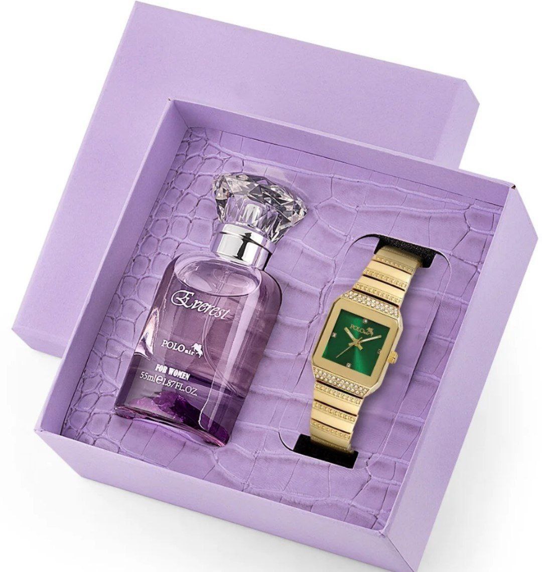 Purple Perfume & Watch Gift Box